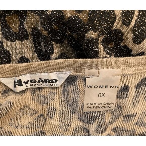 NYGARD Collection Leopard Sweater Metallic Knit Pullover Sz. 0X - Picture 9 of 9